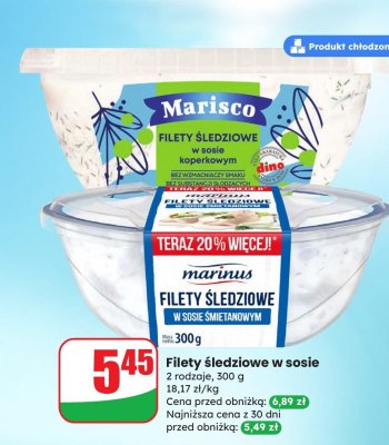 Filety śledziowe w sosie śmietanowym promocja w Dino