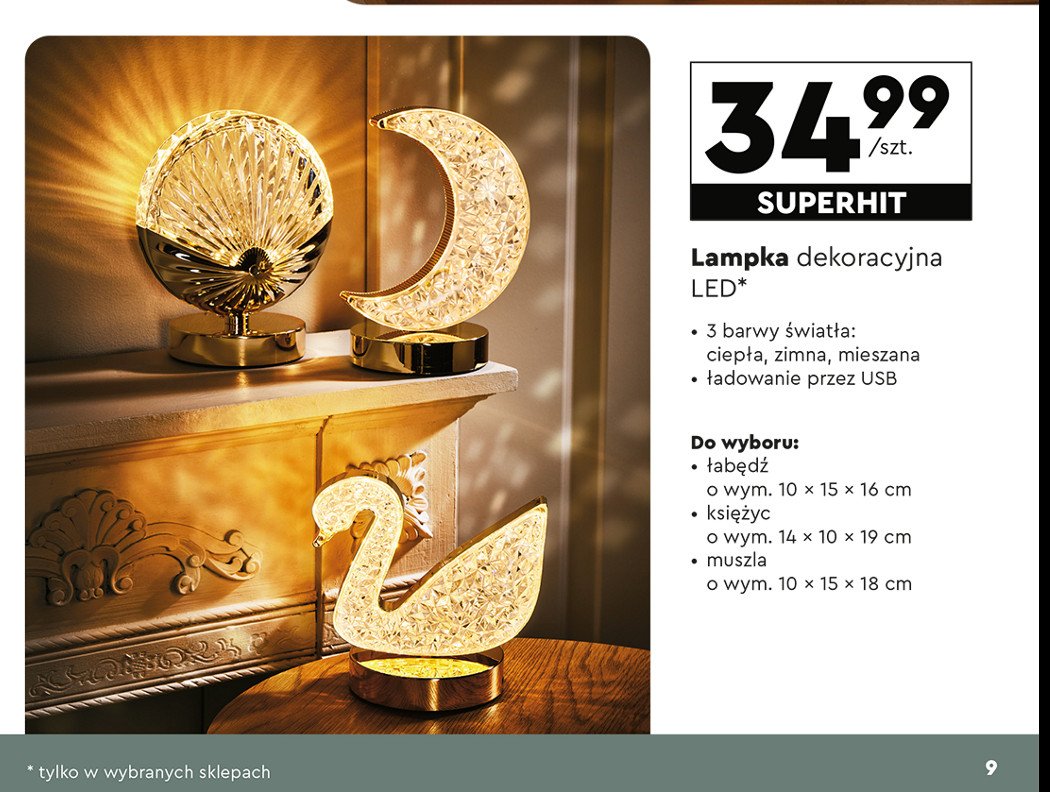 Lampka dekoracyjna led księżyc Smukee promocja w Biedronka