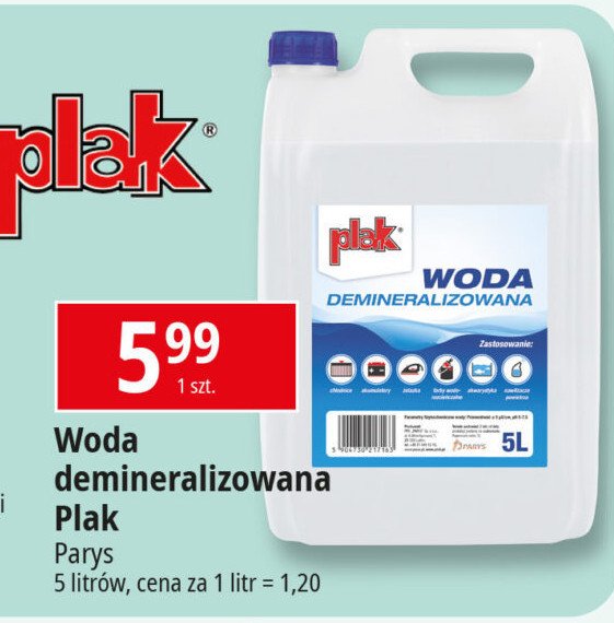 Woda demineralizowana Plak promocja w Leclerc