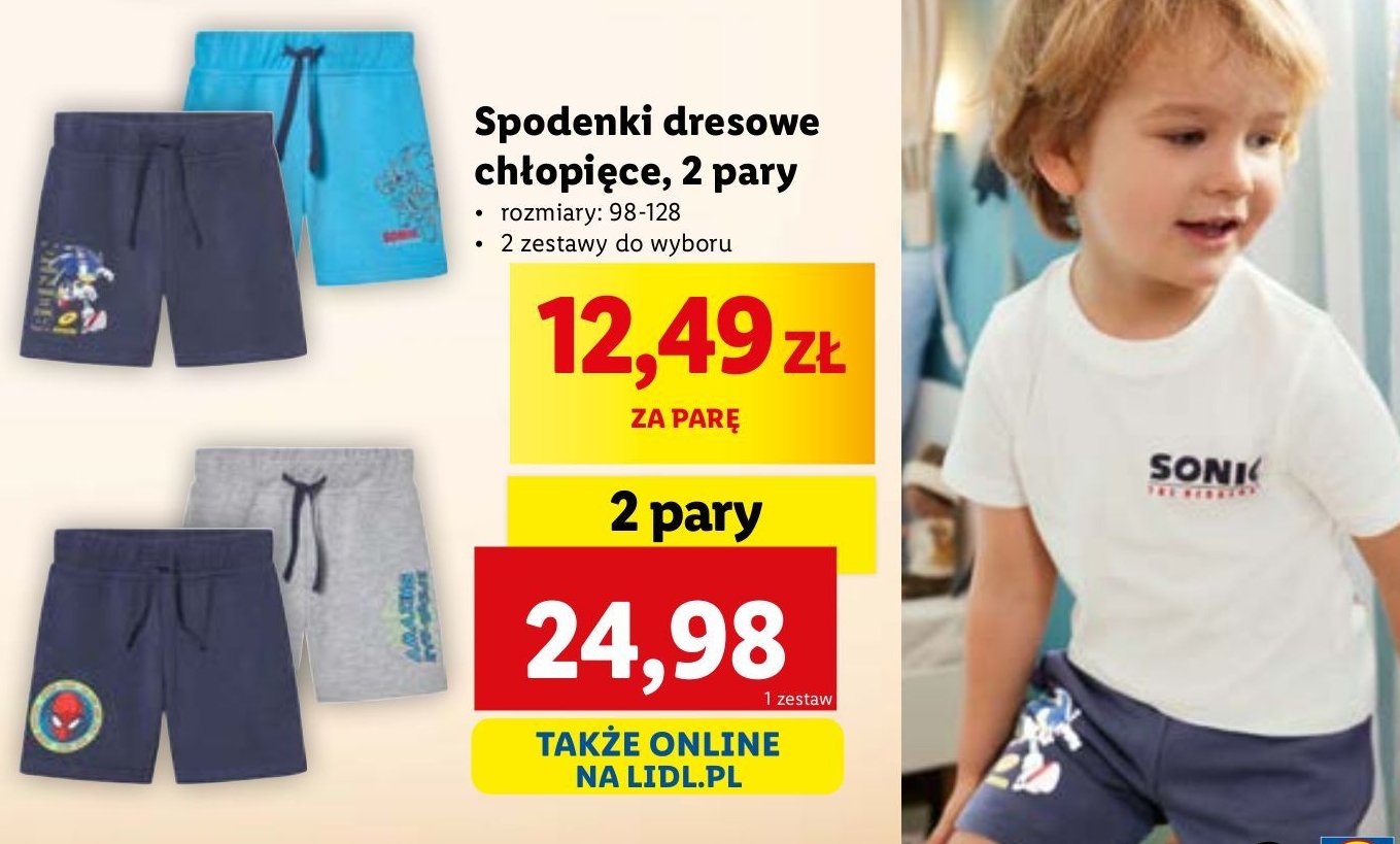 Spodenki dresowe chłopięce spiderman 98-128 promocja w Lidl