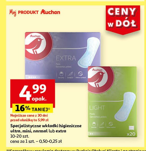 Wkładki higieniczne normal Auchan promocja