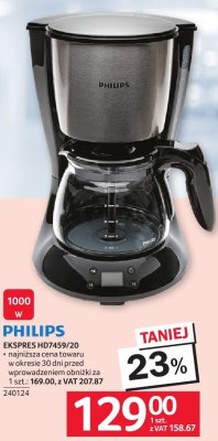 Ekspres przelewowy do kawy PHILIPS EKSPRES HD7459/20 promocja w Selgros