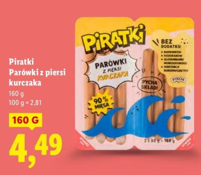 Parówki Piratki Parówki z piersi kurczaka promocja w Lidl