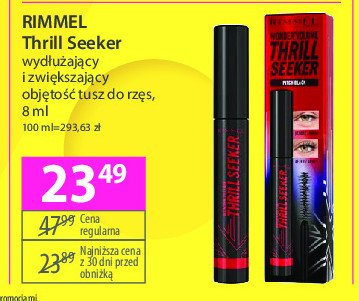 Tusz do rzęs extreme black Rimmel wonder'volume thrill seeker promocja