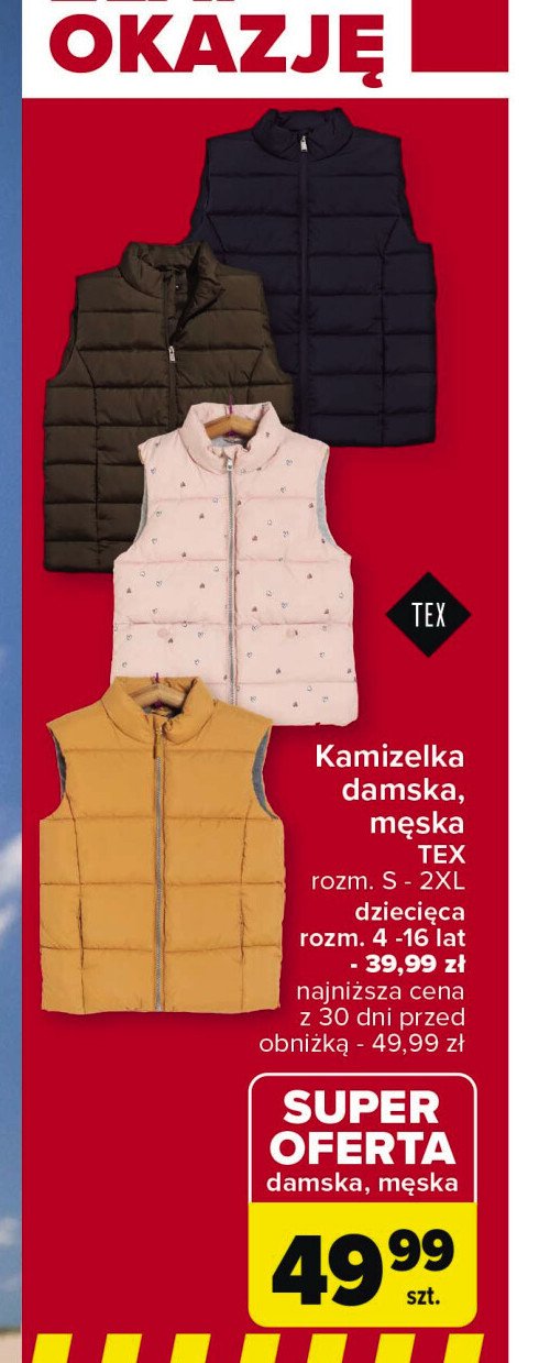 Kamizelka męska rozm. s-xxl Tex promocja