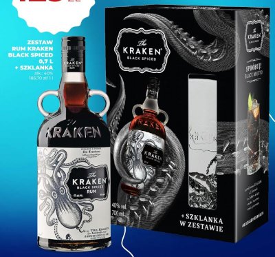 Rum Kraken Black Spiced zestaw z szklanką 0,7 l promocja w Duży Ben
