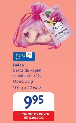 Serca do kąpieli Balea z płatkami róży promocja w Drogerie DM
