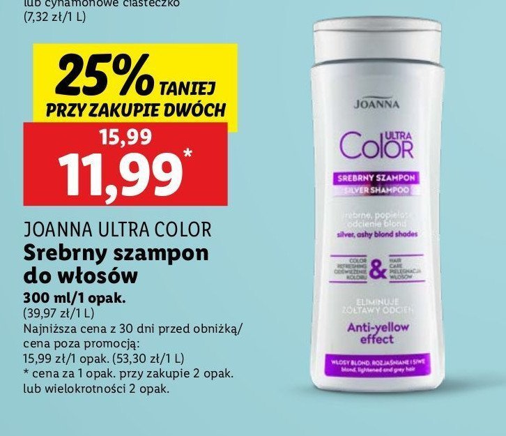 Szampon srebrne popielate odcienie blond Joanna ultra color promocja