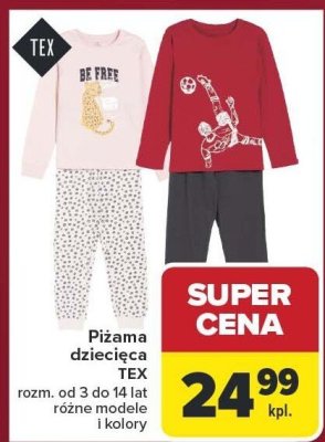 Piżama dziecięca TEX, różne modele i kolory, rozm. od 3 do 14 lat promocja w Carrefour