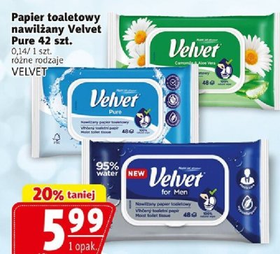 Papier toaletowy nawilżany Velvet Pure 42 szt. VELVET promocja w Prim Market
