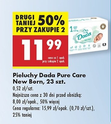 Pieluchy 1 newborn Dada pure care promocja