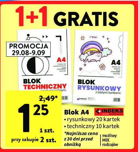 Blok rysunkowy a4 20 kartek Indeks promocja