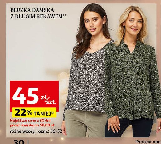 Bluzka damska z długim rękawem 36-52 Auchan inextenso promocja