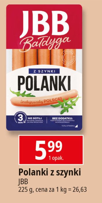 Parówki z szynki Jbb bałdyga promocja w Leclerc