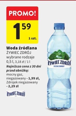 Woda źródlana Żywiec Zdrój niegazowana promocja w Intermarche
