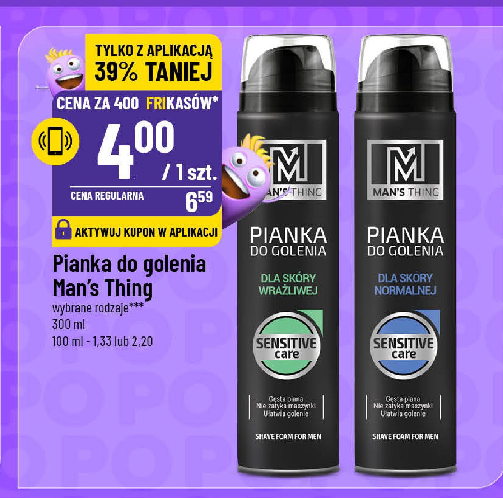 Pianka do golenia do skóry wrażliwej Man's thing promocja w POLOmarket