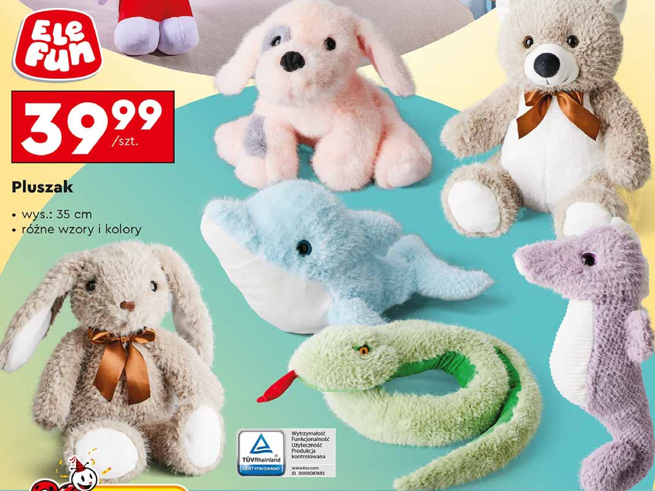 Pluszak 35 cm Elefun promocja w Biedronka