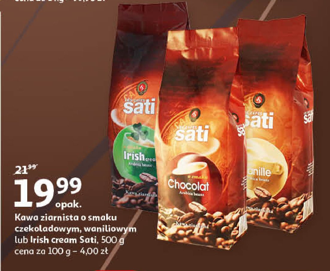 Kawa palona ziarnista o smaku waniliowym Cafe sati promocja