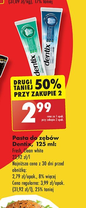 Pasta do zębów extra clean white Dentix promocja w Biedronka