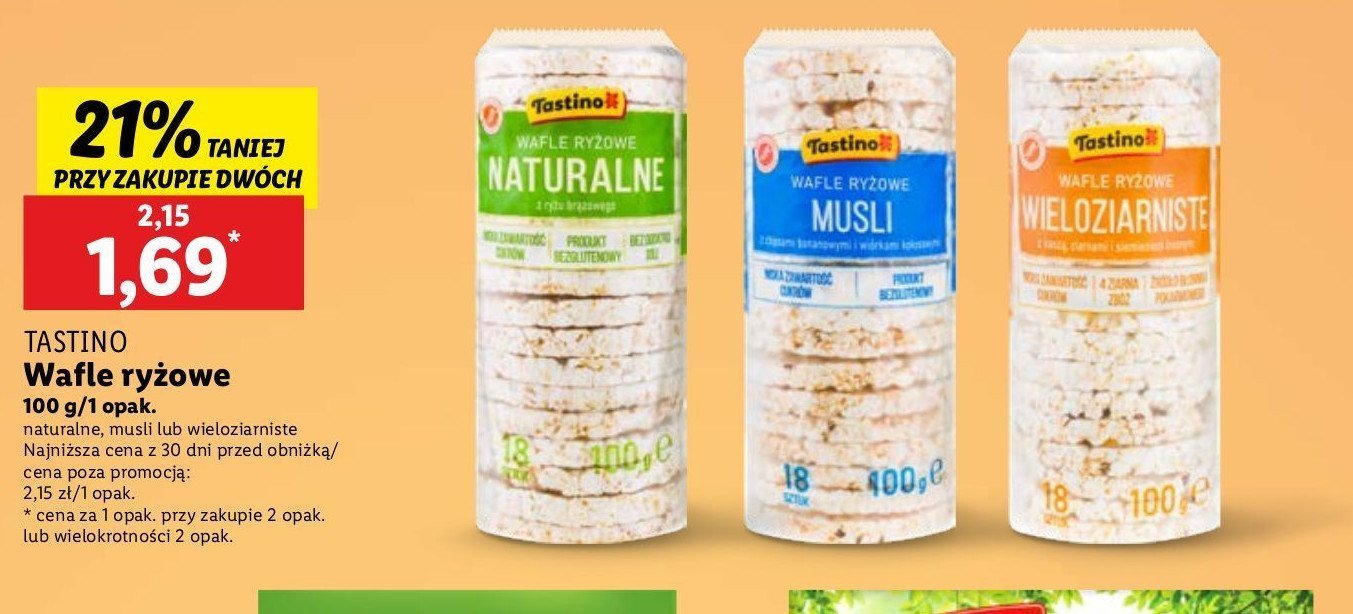 Wafle ryżowe naturalne Tastino promocja