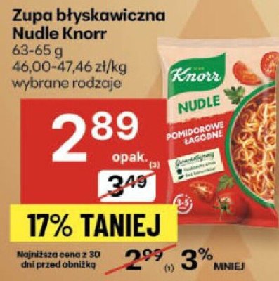 Zupa błyskawiczna Nudle Knorr wybrane rodzaje promocja w Delikatesy Centrum