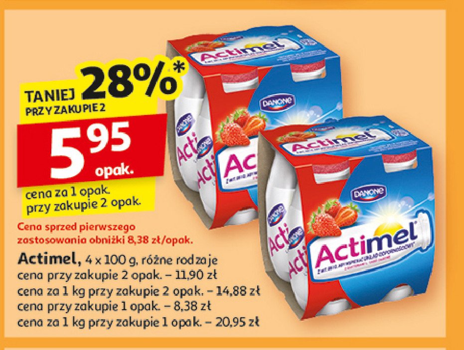 Jogurt Actimel truskawkowy promocja w Auchan