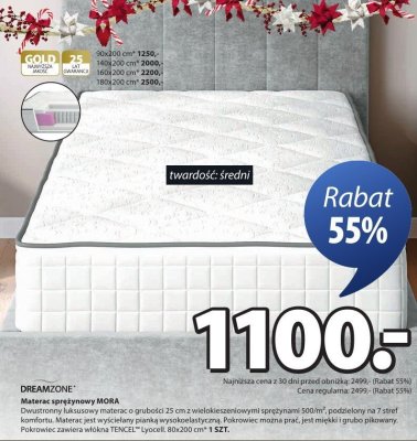 Materac sprężynowy MORA DREAMZONE promocja w Jysk