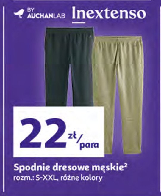 Spodnie męskie dresowe s-xxl Auchan inextenso promocja