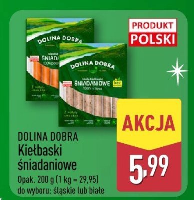 Kiełbaski śniadaniowe DOLINA DOBRA promocja w Aldi