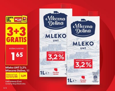 Mleko UHT 3,2% Mleczna Dolina, 1l promocja w Biedronka