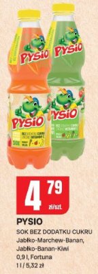 Sok Pysio bez dodatku cukru Jabłko-Marchew-Banan, Jabłko-Banan-Kiwi Fortuna promocja w Chorten