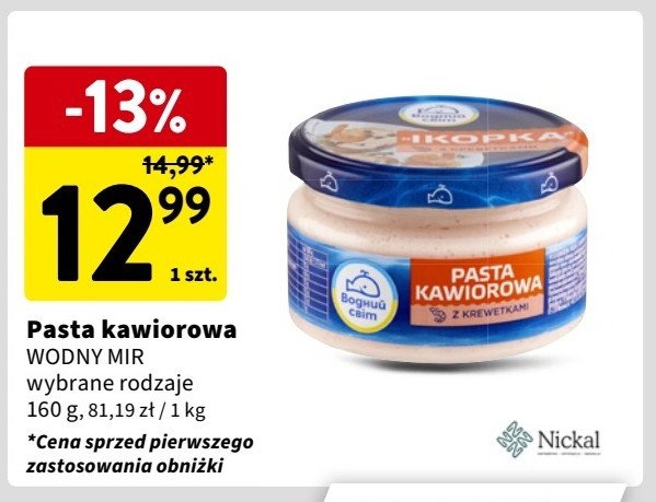 Pasta kawiorowa z krewetkami Wodny mir promocja w Intermarche