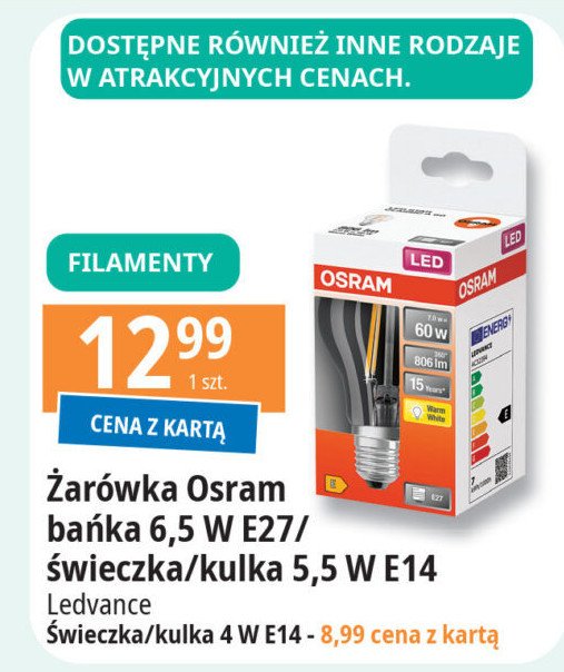 Żarówka bańka 6.5w e27 Osram promocja