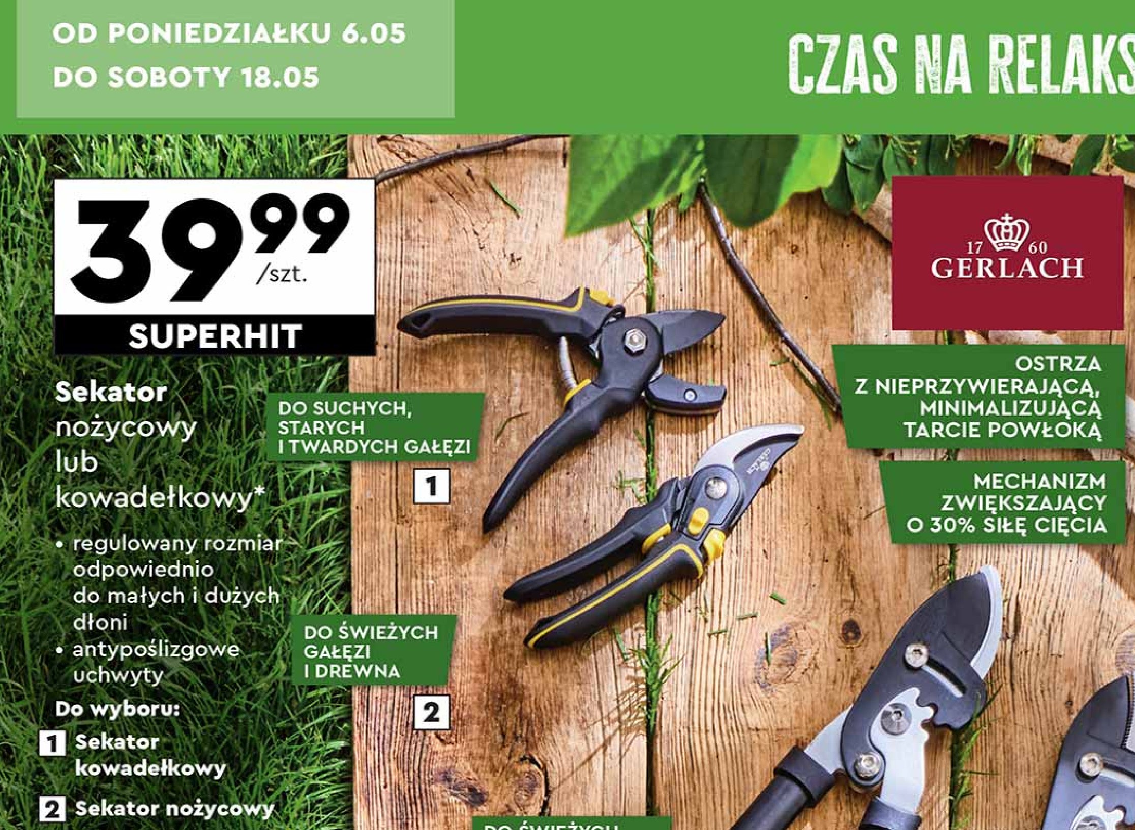 Sekator dwuręczny kowadełkowy Gerlach promocja