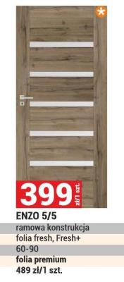 Drzwi ENZO 5/5 ramowa konstrukcja folia fresh, Fresh+ 60-90 folia premium 489 zł/1 szt. promocja w Merkury Market