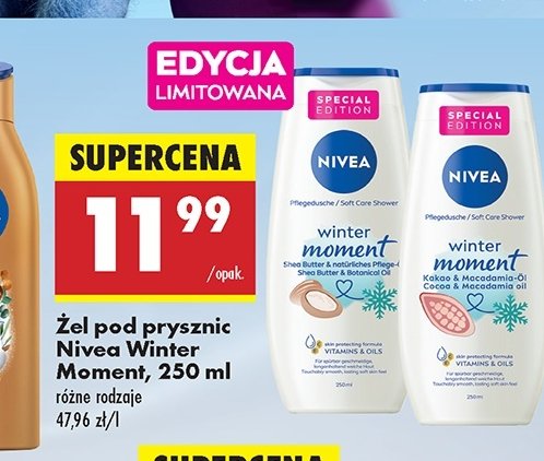 Żel pod prysznic cacoa & macadamia oil Nivea winter moment promocja w Biedronka