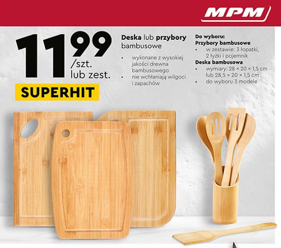 Zestaw przyborów kuchennych: łopatki + łyżki + pojemnik Mpm product promocje
