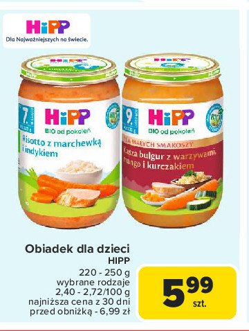 Risotto z marchewką i indykiem Hipp bio promocja w Carrefour Market