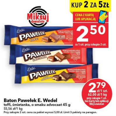Baton Pawełek E. Wedel toffi 45 g promocja w LEWIATAN