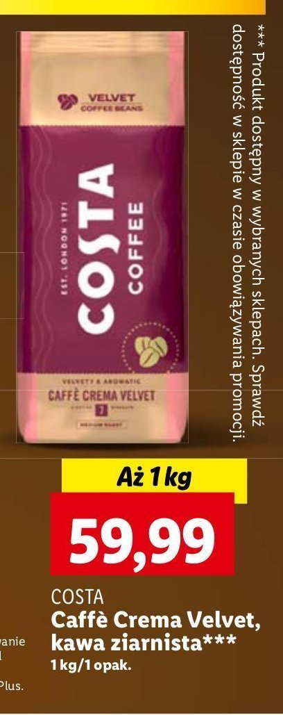 Kawa Costa coffee cafee crema velvet promocja