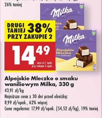 Czekoladki waniliowe Milka alpejskie mleczko promocja