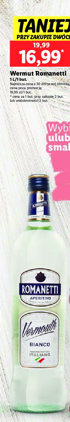 Vermouth Romanetti bianco promocja w Lidl