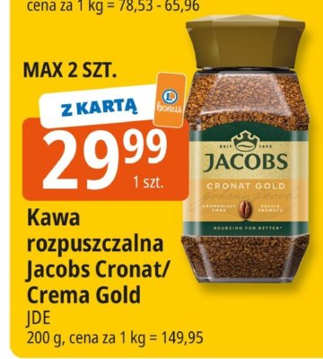 Kawa rozpuszczalna Jacobs Cronat/Crema Gold JDE promocja w Leclerc