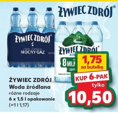 Woda źródlana różne rodzaje 6 x 1,5l promocja w Kaufland