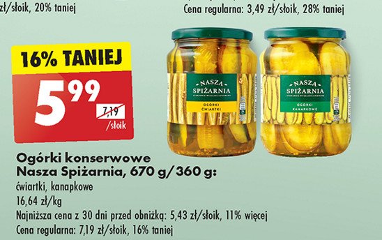 Ogórki kanapkowe Nasza spiżarnia promocja