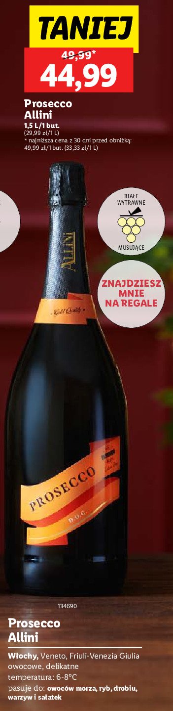 Wino Prosecco doc allini promocja w Lidl