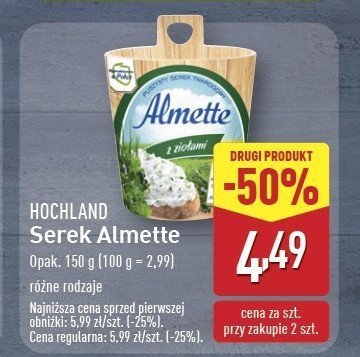 Serek z ziołami Hochland almette promocja w Aldi