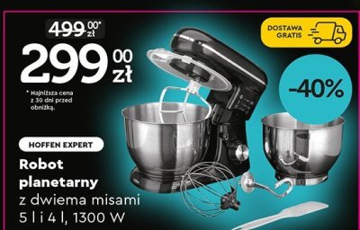 Robot planetarny z dwiema misami 5 l i 4 l, 1300 W promocja w Biedronka