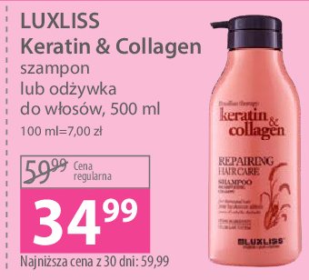Odżywka do włosów z keratyną i kolagenem Luxliss promocja