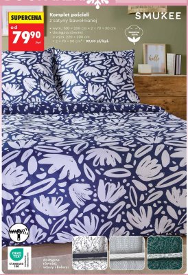 Komplet pościeli z satyny bawełnianej SMUKEE wym. 160 × 200 cm + 2 × 70 × 80 cm promocja w Biedronka